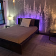 Load image into Gallery viewer, Gray microtopping wall with multi color tree stencil in a bedroom